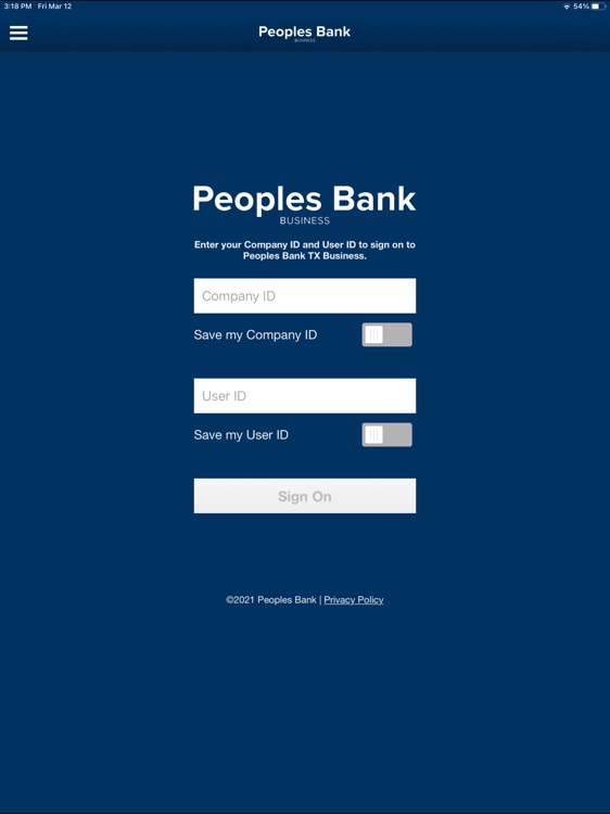 Peoples Bank TX Bus for iPad