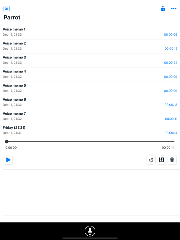 PARROT Audio recorder Screenshots