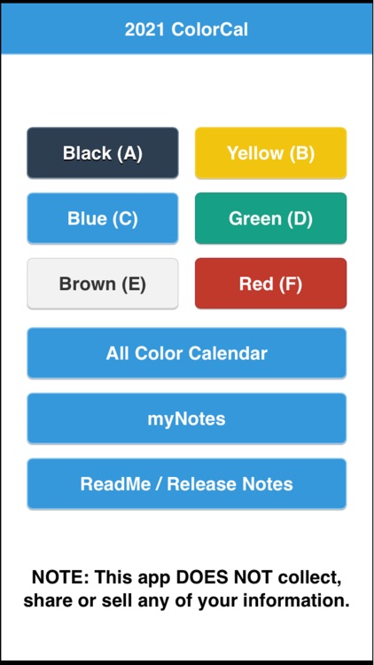 2021 ColorCal USPS color coded