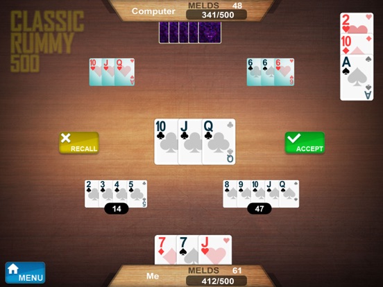 Rummy 500 card offline game screenshot 2