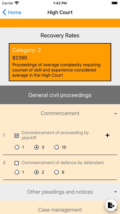 Two Bees Court Cost Calculator