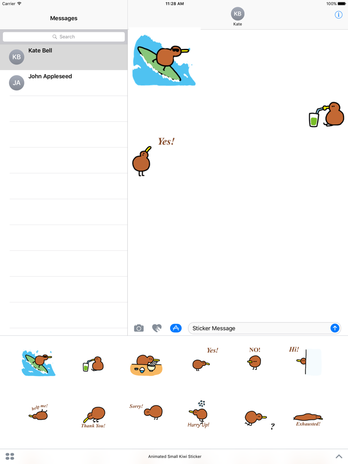 Animated Small Kiwi Sticker