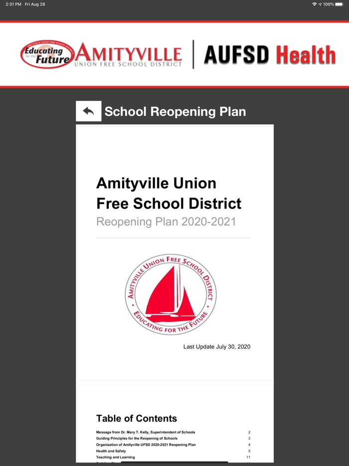 Amityville UFSD Health App
