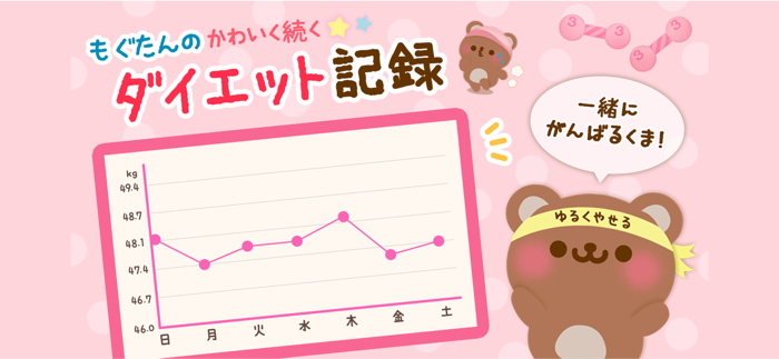 ダイエットが続く！かんたん食事記録で痩せる・体重管理もぐたん