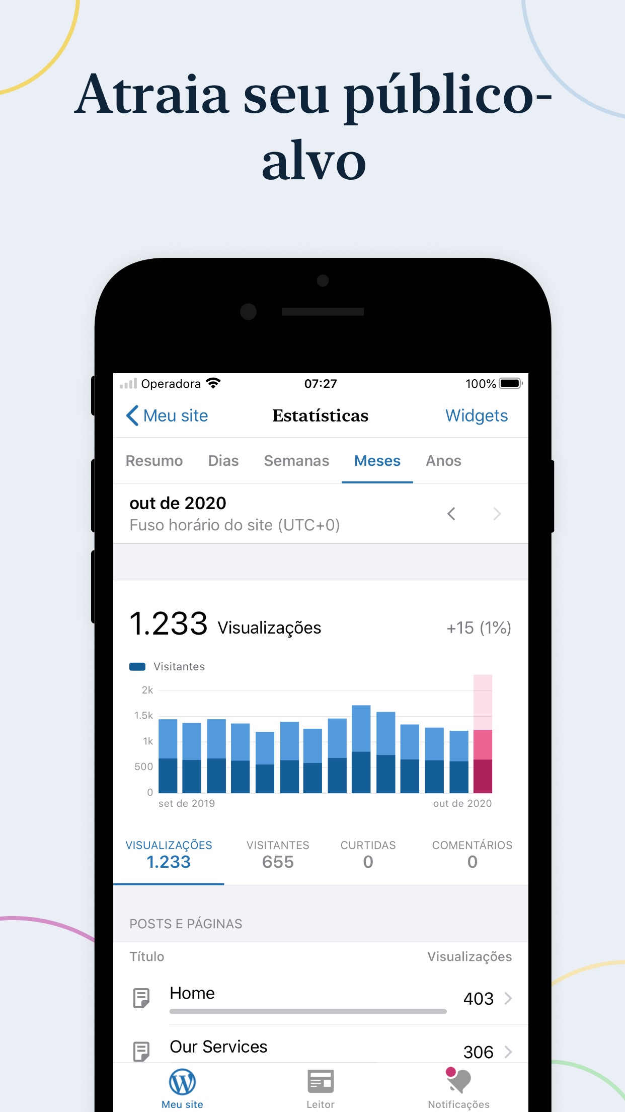 Screenshot do app WordPress