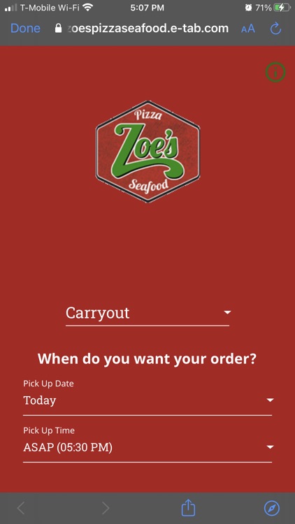 Zoe's Pizza App