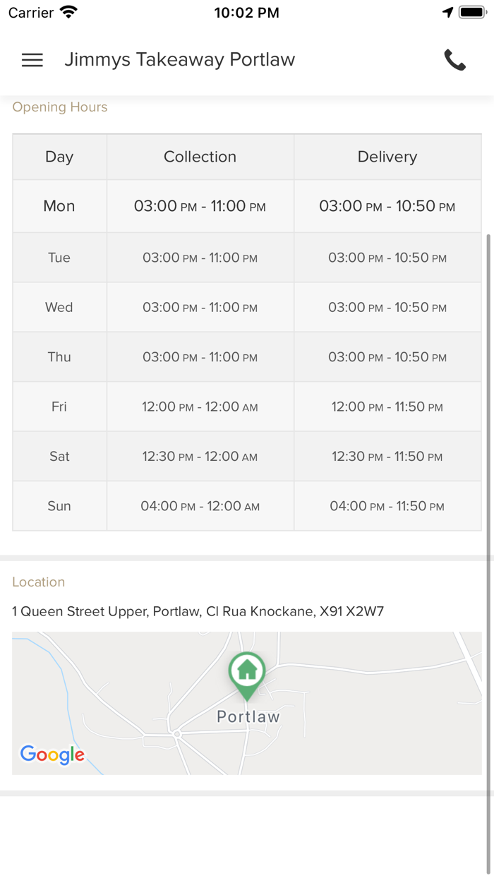 Jimmys Takeaway Portlaw