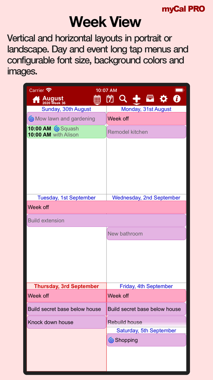 Events  Diary myCal PRO