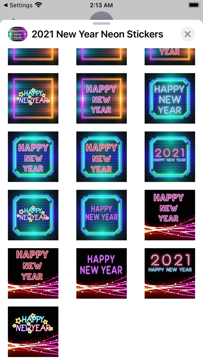 2021 New Year Neon Stickers