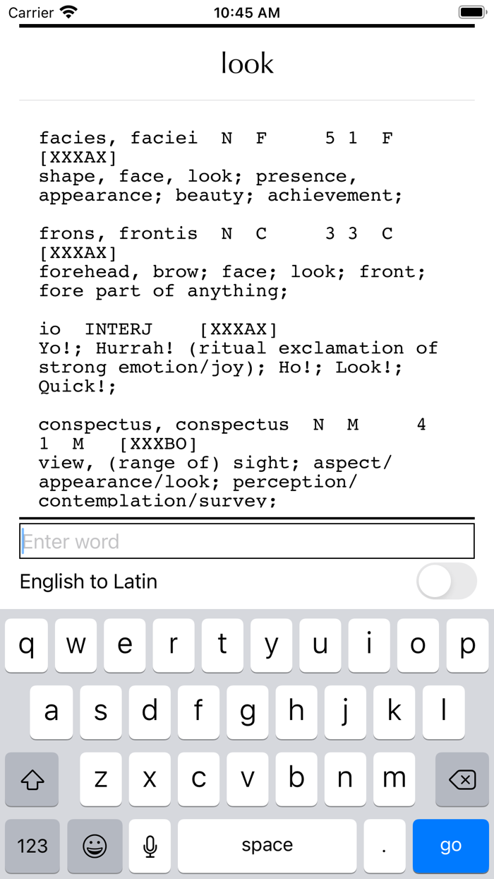 Whitakers Words Reader