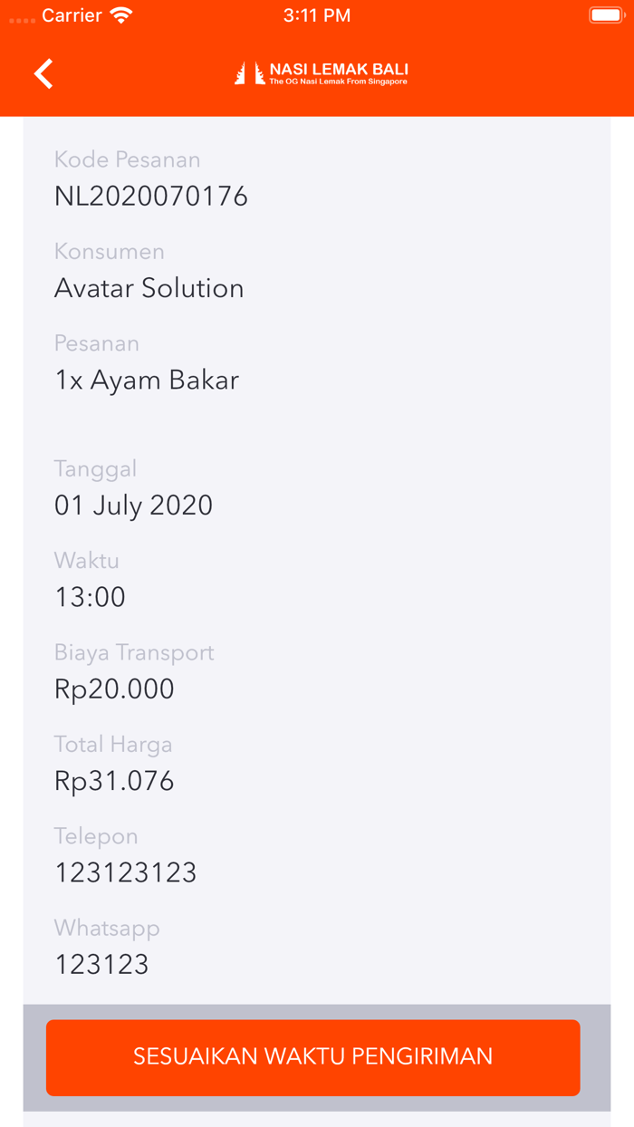 Nasi Lemak Bali Admin