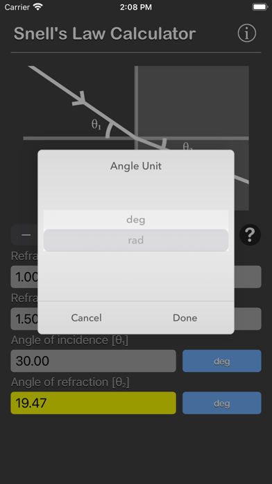 Snell Law Calculator screenshot 2