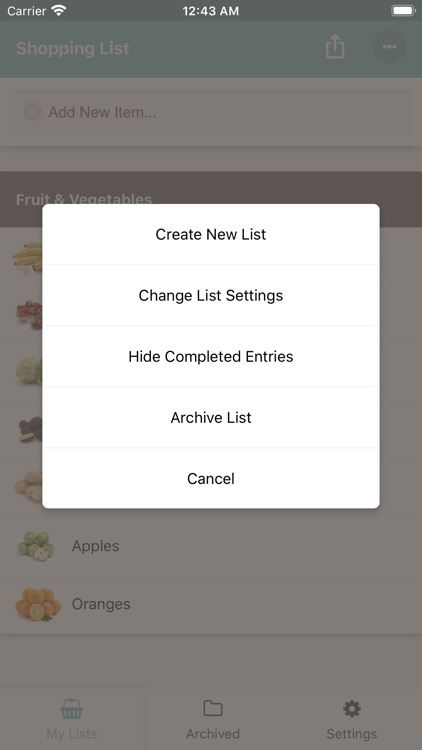 Shopping List Send & Share