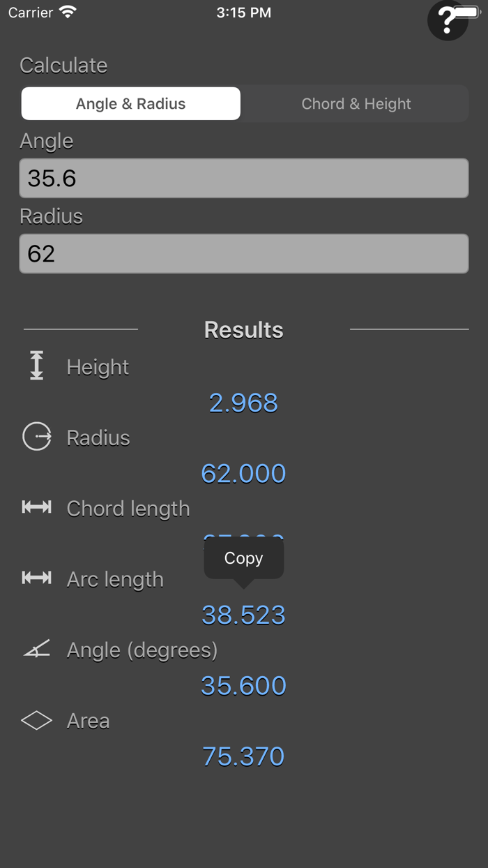 Circular Segment Calculator