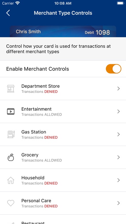 MPB Debit Card Controls screenshot-3