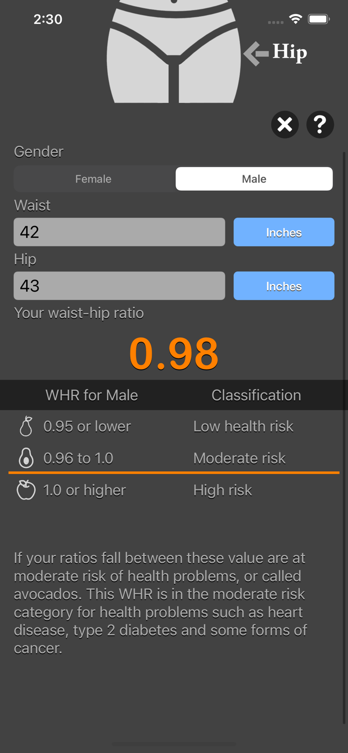 Waist to Hip Ratio Calc