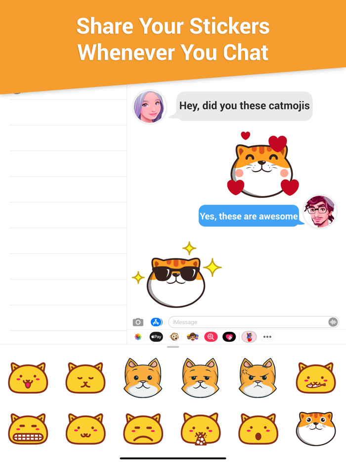 Animated CAT HEADS Stickers
