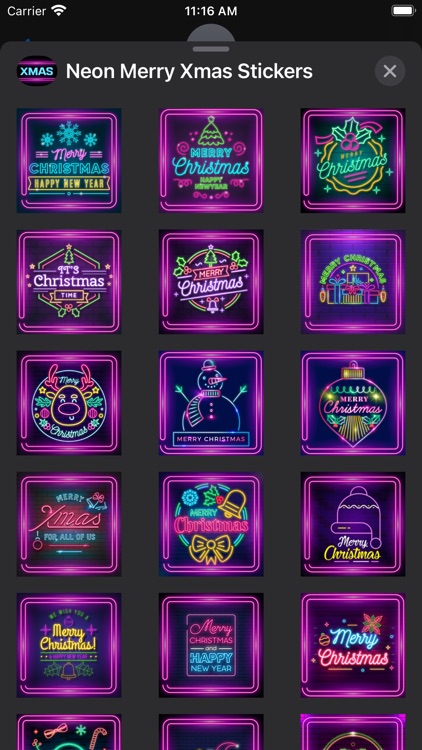 Neon Merry Xmas Stickers