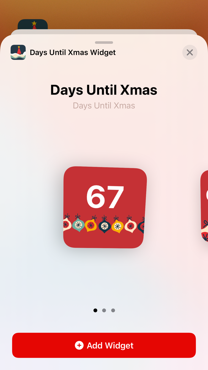 Days Until Xmas Widget
