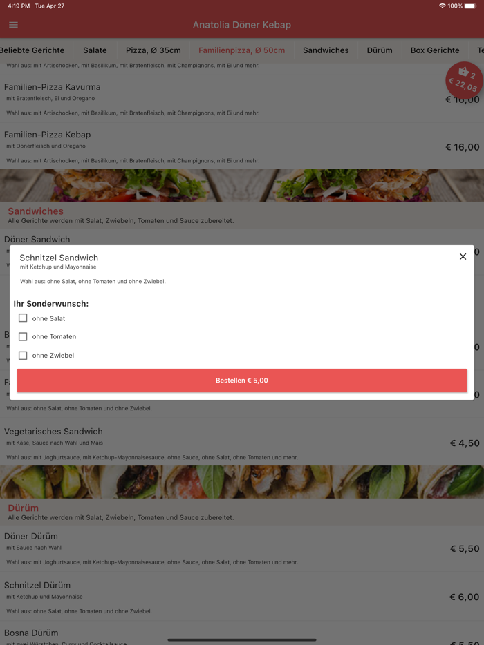 Anatolia Döner  Pizza