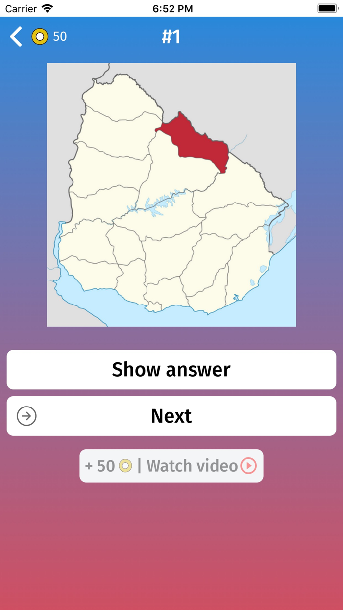 Uruguay Departments Map Quiz