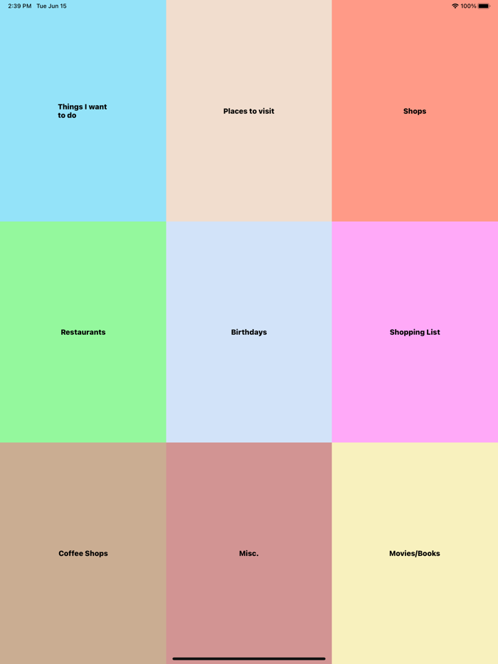 Place and Things Lists