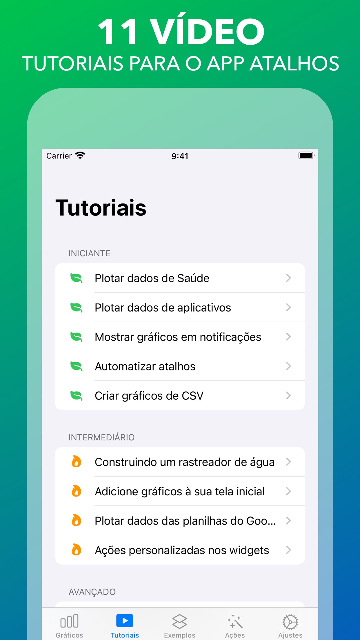 Screenshot do app Charty para Atalhos