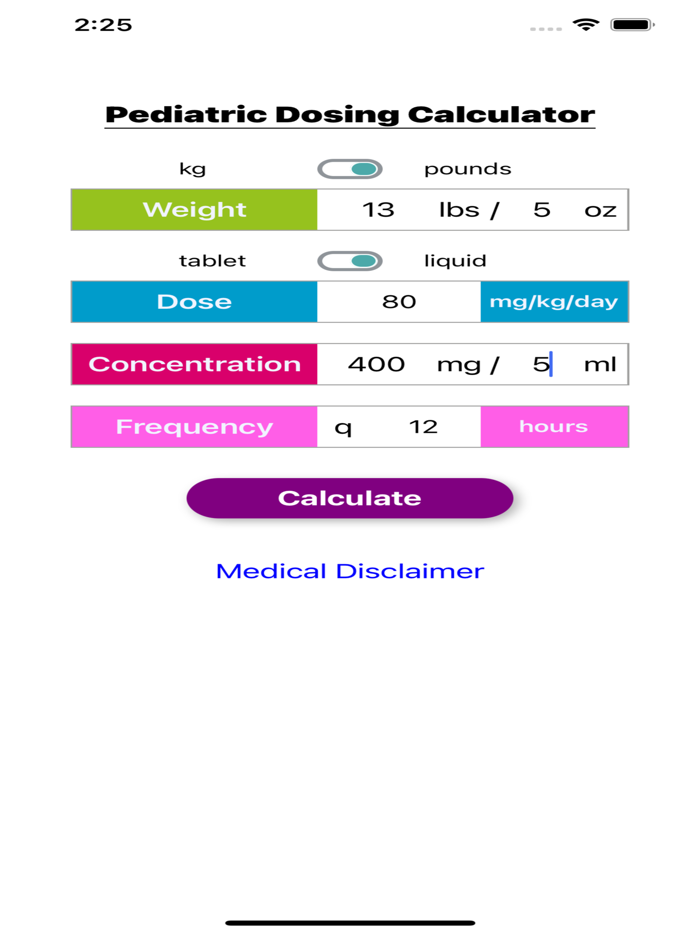 Peds Dose Calc