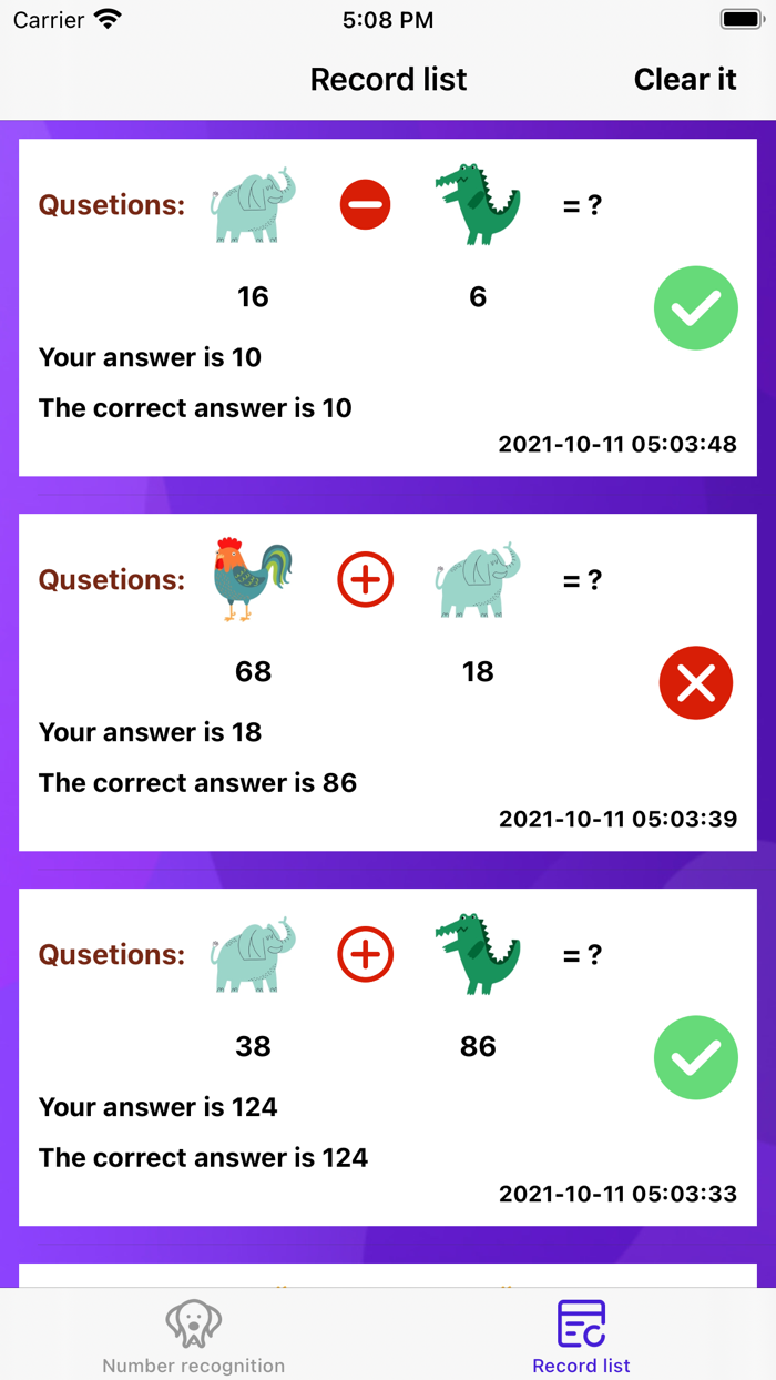 Animals Number recognition