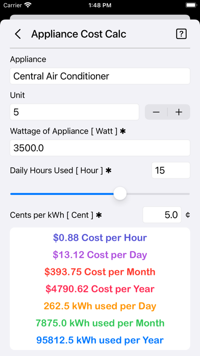 Appliance Cost Calculator Plus screenshot 2