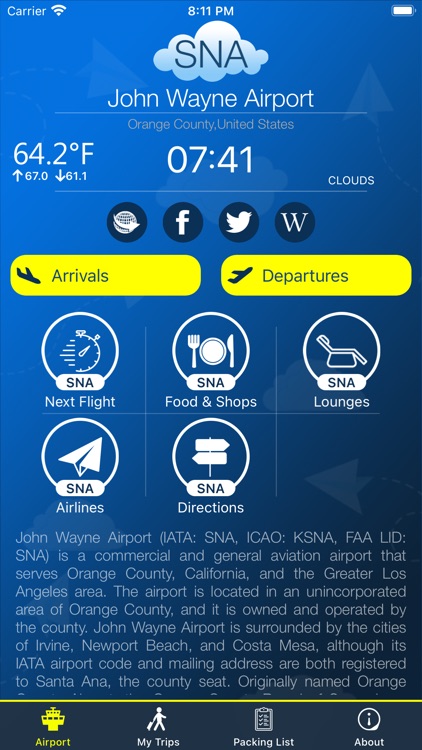 John Wayne Airport SNA + Radar