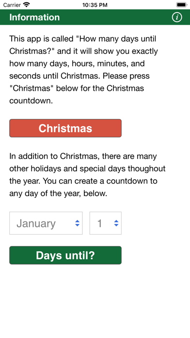 How many days until Christmas? Screenshots