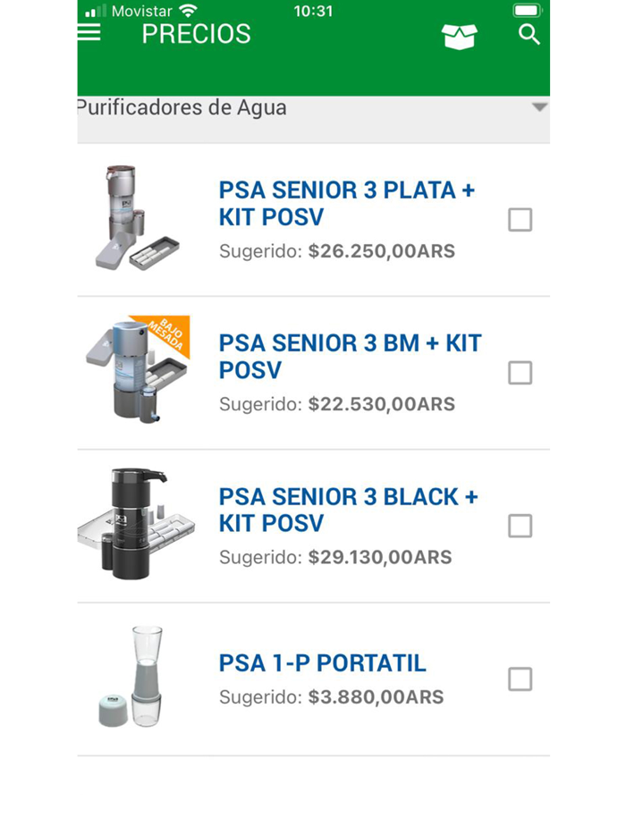 Lista de precios PSA