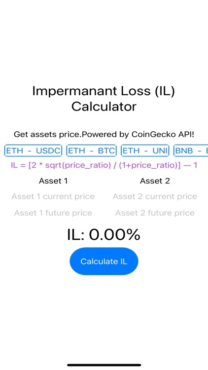 Impermanent Loss Calculator