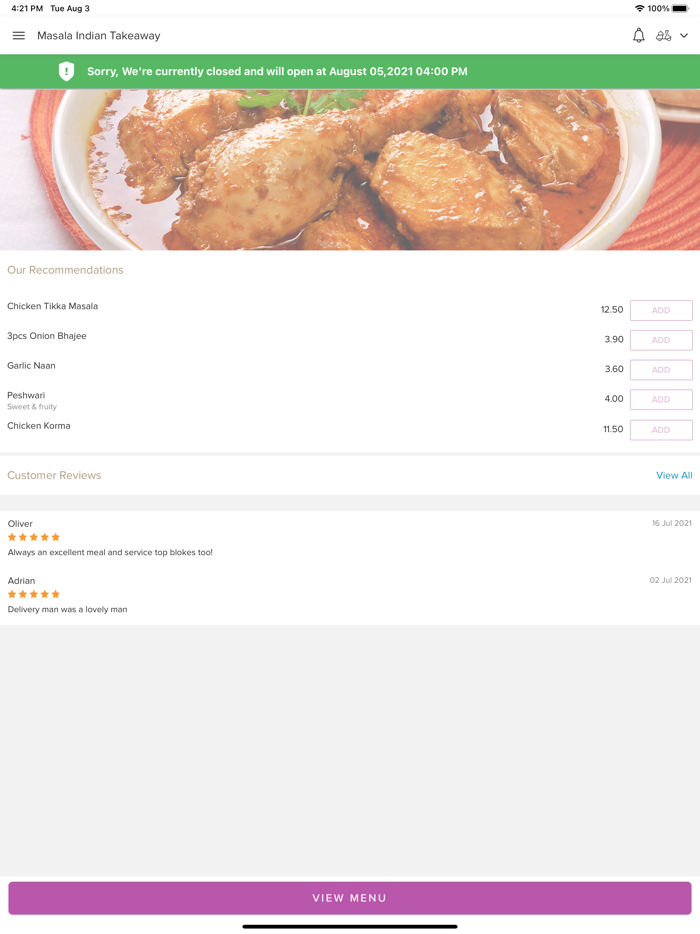 Masala Indian Takeaway.