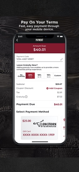 LongHorn Steakhouse® app screenshot