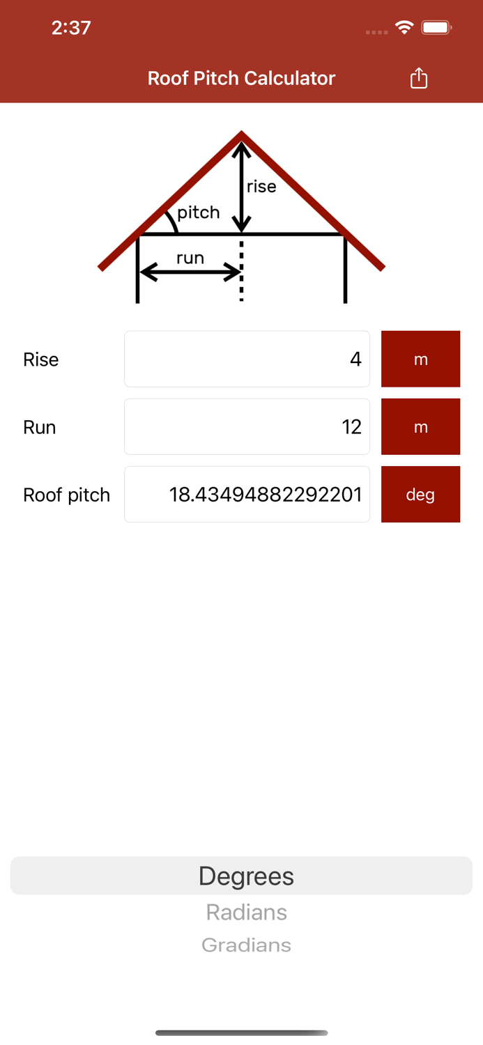 Roof Pitch Calculator