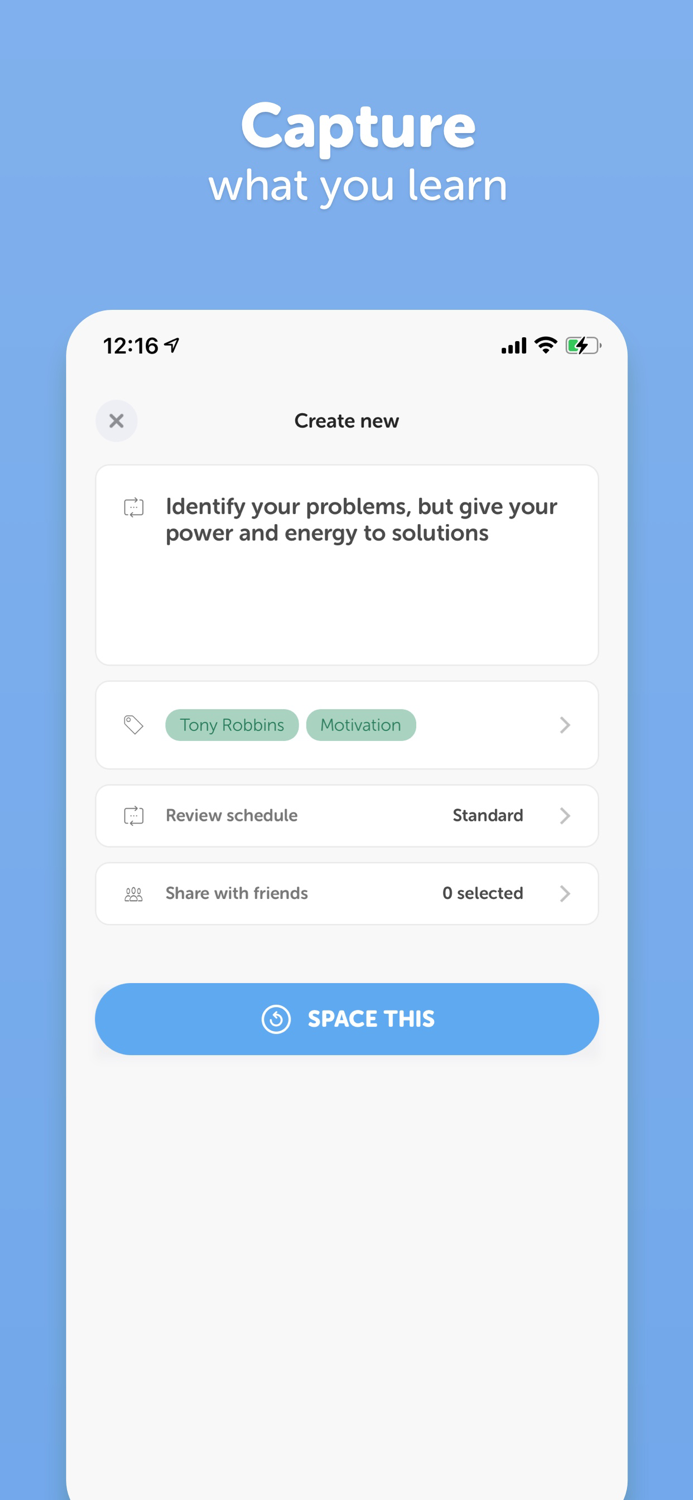 Spaced repetition app