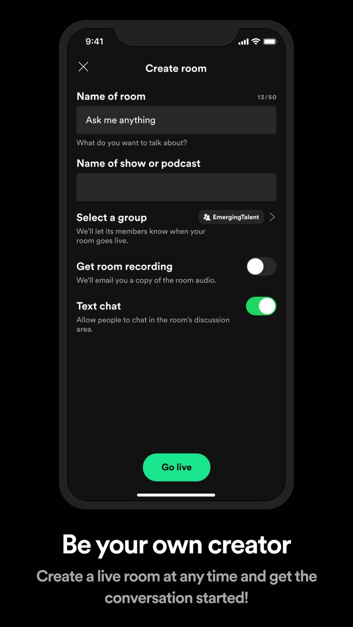 Spotify Greenroom - Talk Live