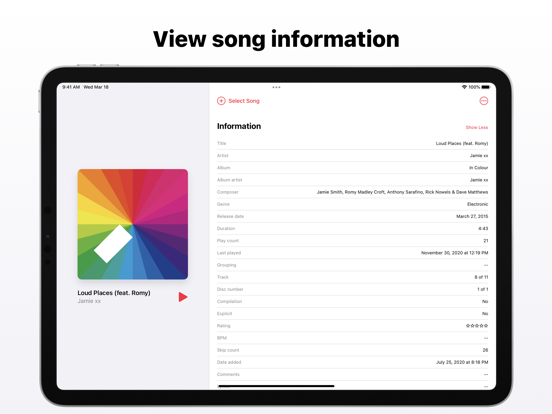 Music Info — Song Metadata Screenshots