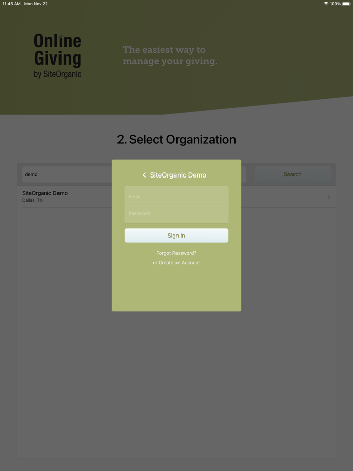 SiteOrganic Online Giving