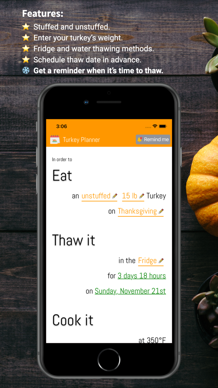Turkey Planner - Thaw  Cook
