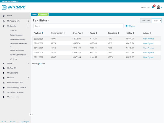 PrismHR Employee Portal screenshot 2