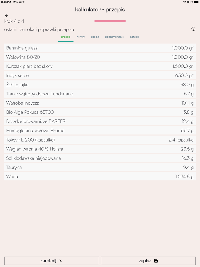 BARFny Kalkulator Kot