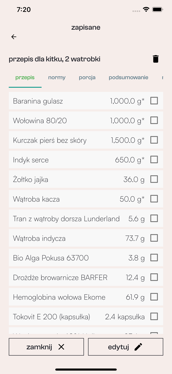 BARFny Kalkulator Kot