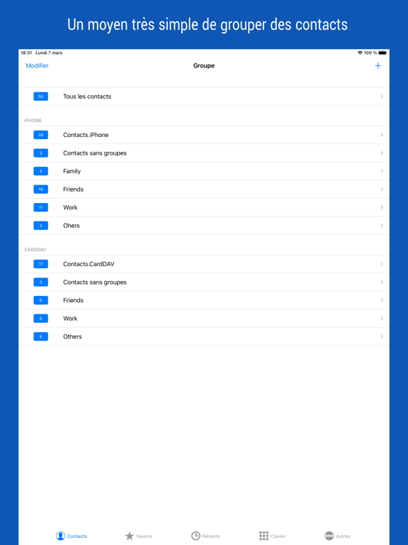 iContacts+: Contacts de groupe