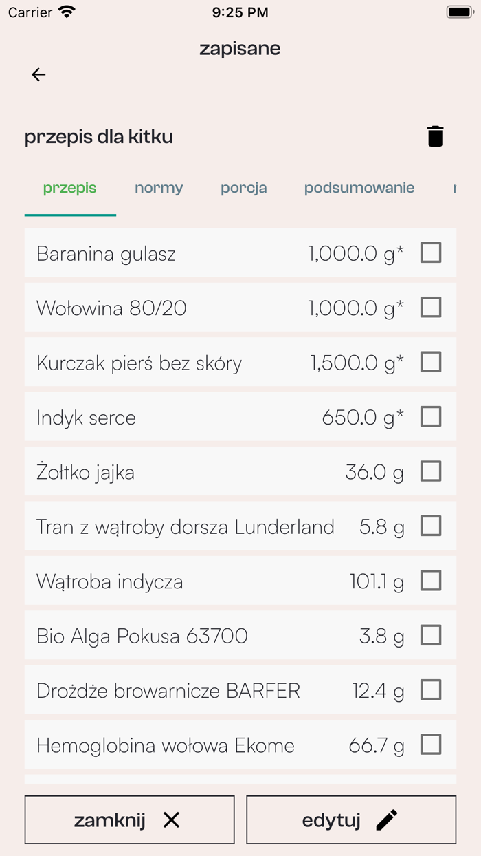 BARFny Kalkulator Kot