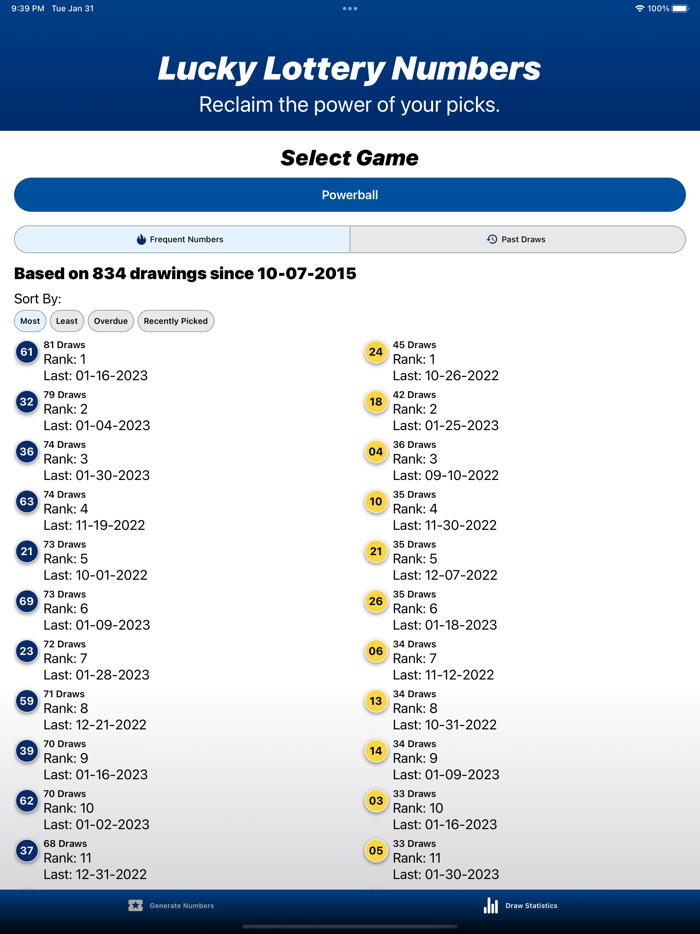 Lucky Lottery Generator