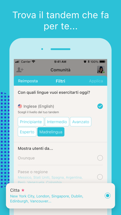 Screenshot of Tandem: scambi linguistici4