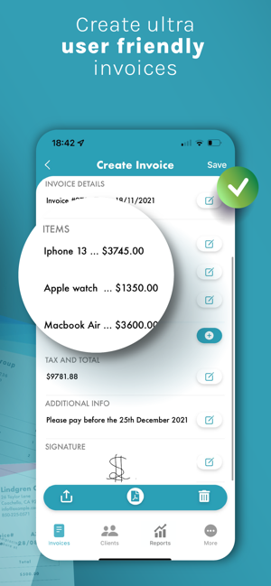App gratuita per la creazione di fatture in PDF ™ Screenshot